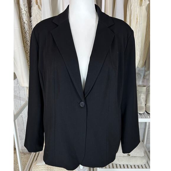 Rafealla Woman Women's Size 18W Black One Button Blazer Jacket #0351 - Picture 1 of 13